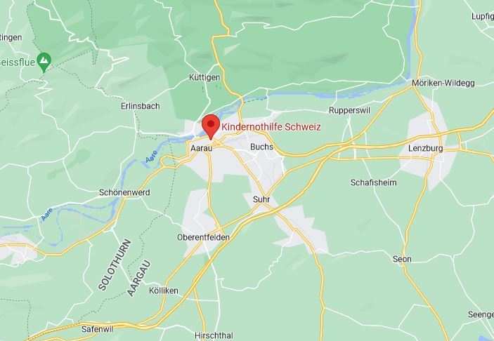 Kartenausschnitt von GoogleMaps mit Standort der Kindernothilfe Schweiz