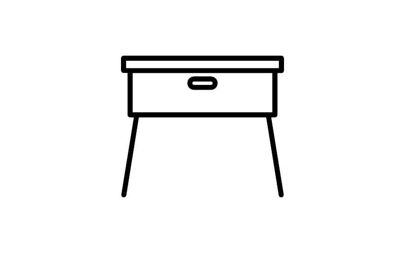 Icons für den Spendenshop der Kindernothilfe Schweiz / Klassenzimmer mit weißem Hintergrund