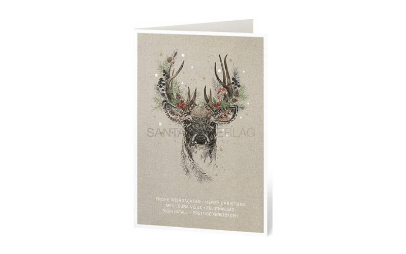 Weihnachtskarte Motiv Hirschgeweih Santa Verlag